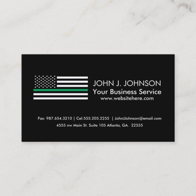 Thin Green Line American Flag Business Card (Front)