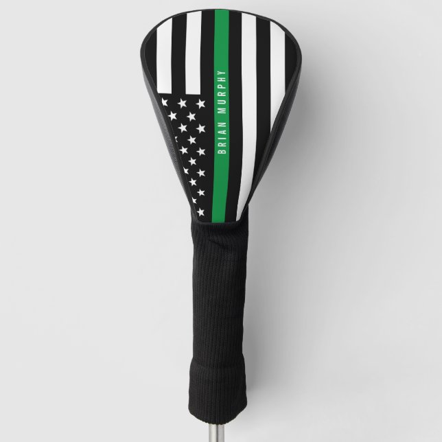 Thin Green Line American Flag Monogram Golf Head Cover (Front)