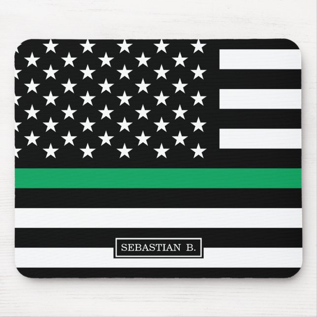 Thin Green Line American Flag Mouse Pad (Front)