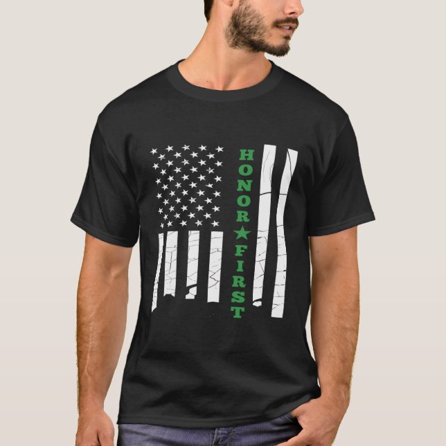 Thin Green Line American Flag Usa Hoodie T-Shirt (Front)