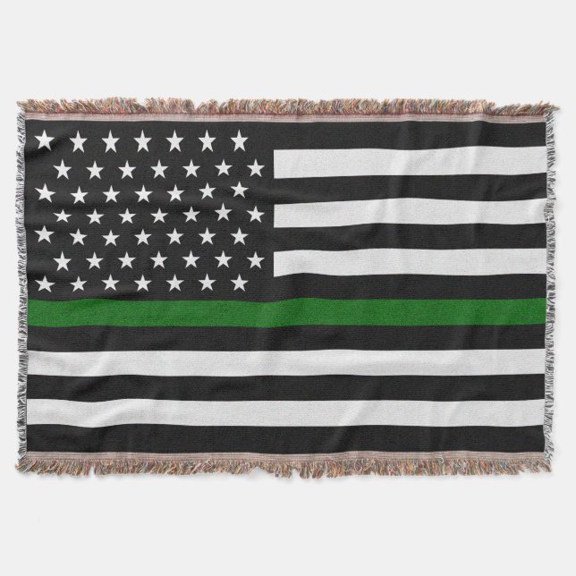 Thin Green Line Border Ptl/Park Rngr/Animal Cntl Throw Blanket (Front)