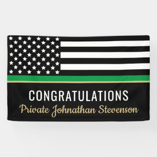 Thin Green Line Flag Army Military Graduation Banner