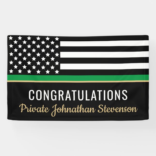 Thin Green Line Flag Army Military Graduation Banner (Horizontal)