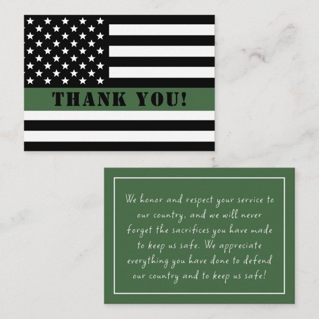 Thin Green Line Flag Military Appreciation Card (Front/Back)