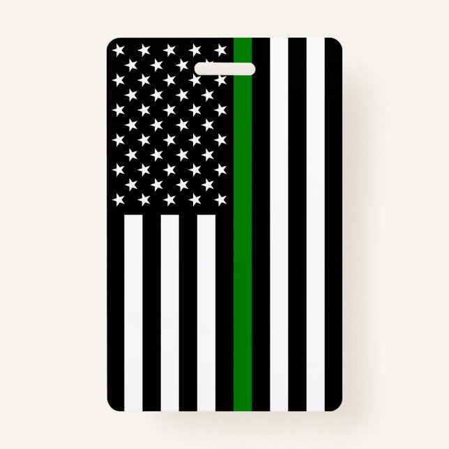 Thin Green Line Flag: Patriotic Military Veterans Badge (Front)