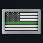 Thin Green Line Flag: Patriotic Military Veterans Belt Buckle<br><div class="desc">The Thin Green Line flag is a symbol of support for the United States military. The thin green line represents the men and women who serve in the armed forces, protecting the nation and its citizens. The flag is often displayed alongside the American flag as a way to show appreciation...</div>