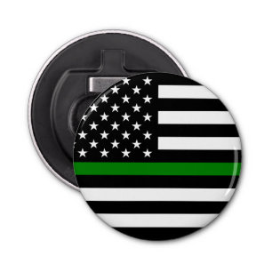 Thin Green Line Flag: Patriotic Military Veterans Bottle Opener