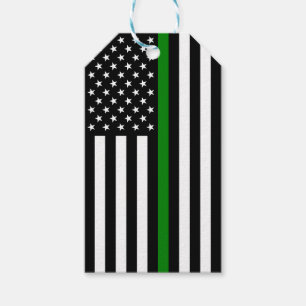 Thin Green Line Flag: Patriotic Military Veterans Gift Tags