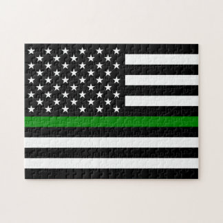 Thin Green Line Flag: Patriotic Military Veterans Jigsaw Puzzle