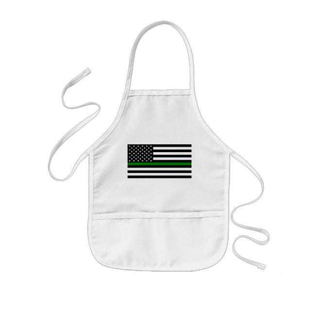 Thin Green Line Flag: Patriotic Military Veterans Kids Apron (Front)