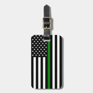 Thin Green Line Flag: Patriotic Military Veterans Luggage Tag