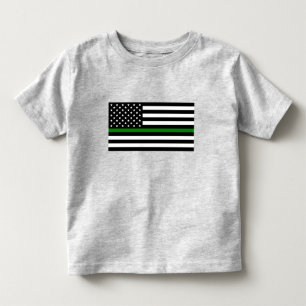 Thin Green Line Flag: Patriotic Military Veterans Toddler T-shirt