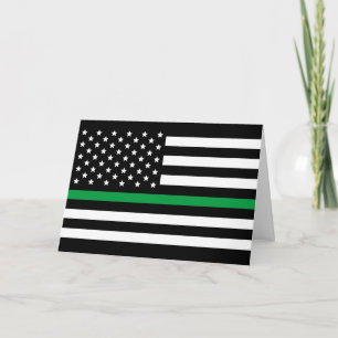 Thin Green line Military American Flag Card