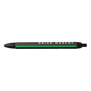 Thin Green Line Military Monogram Black Ink Pen