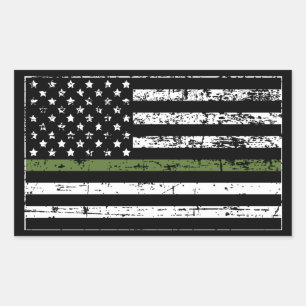Thin Green Line Military US Flag Distressed Style Sticker