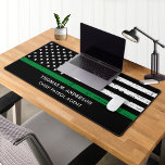 Thin Green Line Personalized Military Officer Desk Mat<br><div class="desc">Thin Green Line American Flag Military Desk Mat - USA American flag design in Military Flag colours.. Perfect for all military, army, border protection, border patrol, conservation officer, park ranger, game warden, federal law enforcement. Personalize this thin green line desk name mat with name, and title . Perfect for army...</div>