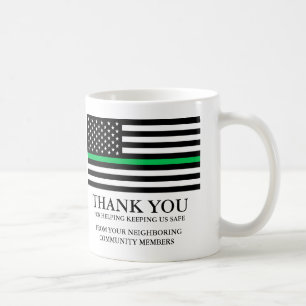 Thin Green Line   Police Dispatch Custom Thank You Coffee Mug