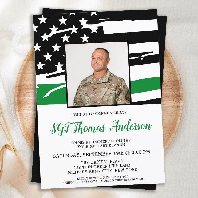 Thin Green Line Retirement Party Military  Invitation (Creator Uploaded)