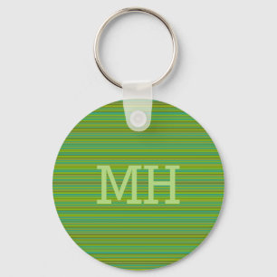 Thin Green Stripes custom monogram key chain