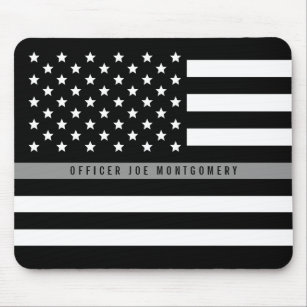 Thin Grey Line American Flag Add Name Mouse Pad