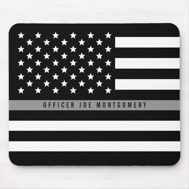 Thin Grey Line American Flag Add Name Mouse Pad (Front)