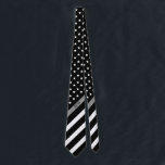 Thin Grey Line American Flag Monogram Tie<br><div class="desc">This tie features a black and white American flag with thin grey line design that has stars and stripes on a black background and monogrammed initials for you to personalize in a classic white script. Perfect for correctional officers. Wear it in style!</div>