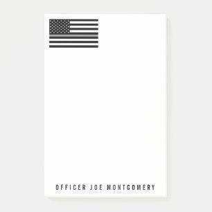 Thin Grey Line American Flag Name 4 x 6 Post-it Notes