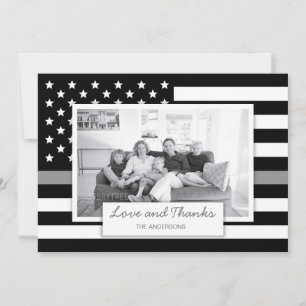 Thin Grey Line American Flag Photo Thank You Card