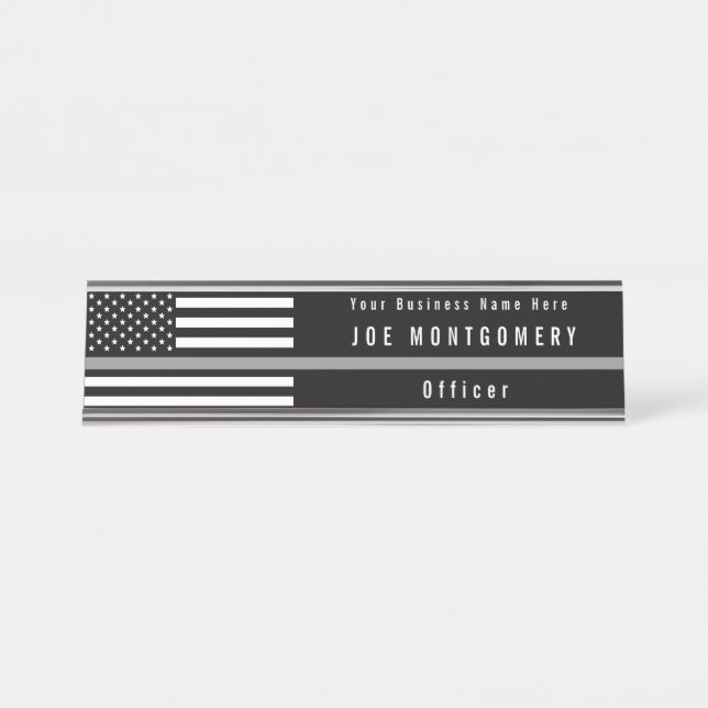 Thin Grey Line Correctional Officer Flag Add Name Desk Name Plate (Front)