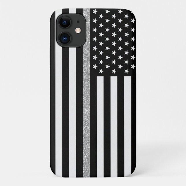 Thin Grey Line Correctional Officer Glitter Flag Case-Mate iPhone Case (Back)