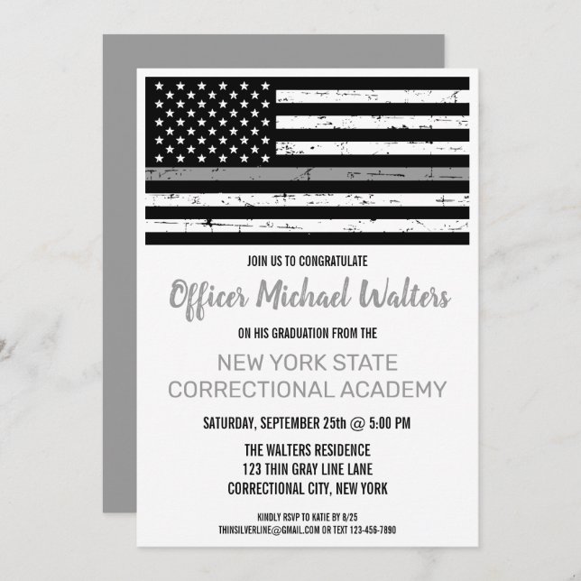 Thin Grey Line Correctional Officer Graduation Invitation (Front/Back)