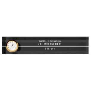 Thin Grey Line Correctional Officer Monogram Clock Nameplate