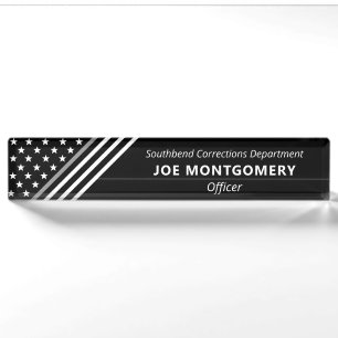 Thin Grey Line Correctional Stars Stripes Monogram Nameplate