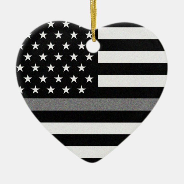 Thin Grey Line Flag Ceramic Ornament (Front)