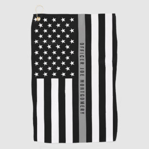 Thin Grey Line Flag Correctional Officer Monogram Golf Towel