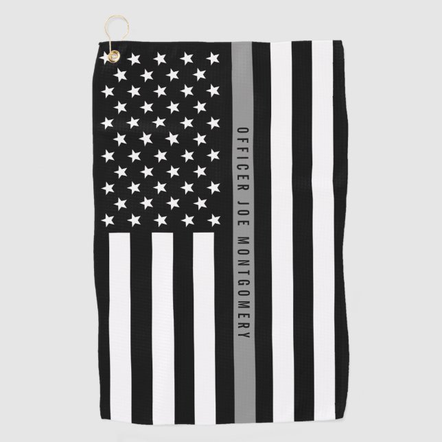 Thin Grey Line Flag Correctional Officer Monogram Golf Towel (Front)