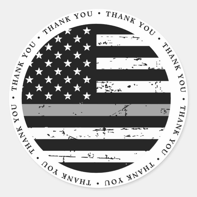 Thin Grey Line Flag Correctional Officer Thank You Classic Round Sticker (Front)