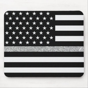Thin Grey Line Glitter Mouse Pad