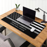 Thin Grey Line Personalized Correctional Officer Desk Mat<br><div class="desc">Thin Grey Line American Flag Correctional Officer Desk Mat - USA American flag design in Correctional Officer Flag colours. Perfect for all Correctional Officer officers, probation officer, parole officer, jailer. Personalize this thin silver line desk mat with name, and title . Perfect for correctional officer graduation gifts, probation officer gifts,...</div>