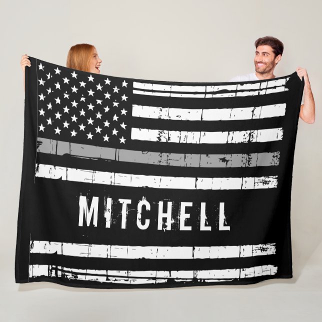Thin Grey Line Personalized Correctional Officer  Fleece Blanket (In Situ)