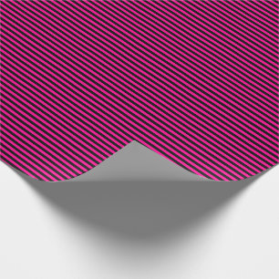 Thin Hot Pink and Black Stripes Wrapping Paper