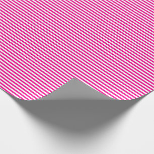 Thin Hot Pink and White Stripes Wrapping Paper