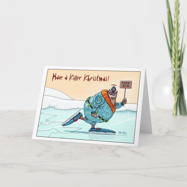Thin Ice Khristmas Kard Holiday Card (Front)