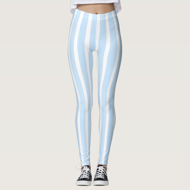 Thin Light Blue Stripes Leggings (Front)