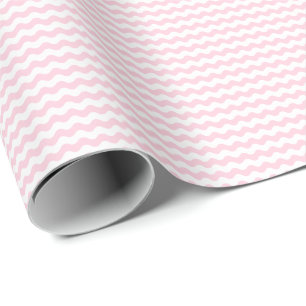Thin Light Pink and White Waves Wrapping Paper
