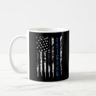 Thin Line Blue Chicago Distressed National Police Coffee Mug