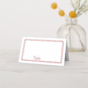 Thin Line Border l Red and White Place card