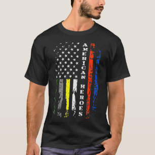 Thin Line First Responder  Patriotic American Flag T-Shirt