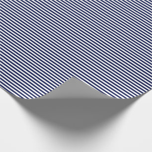 Thin Navy Blue and White Stripes Wrapping Paper