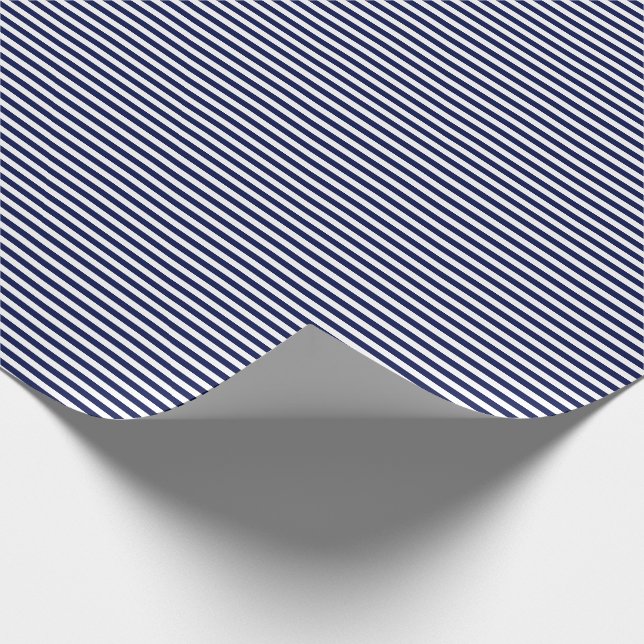 Thin Navy Blue and White Stripes Wrapping Paper (Corner)